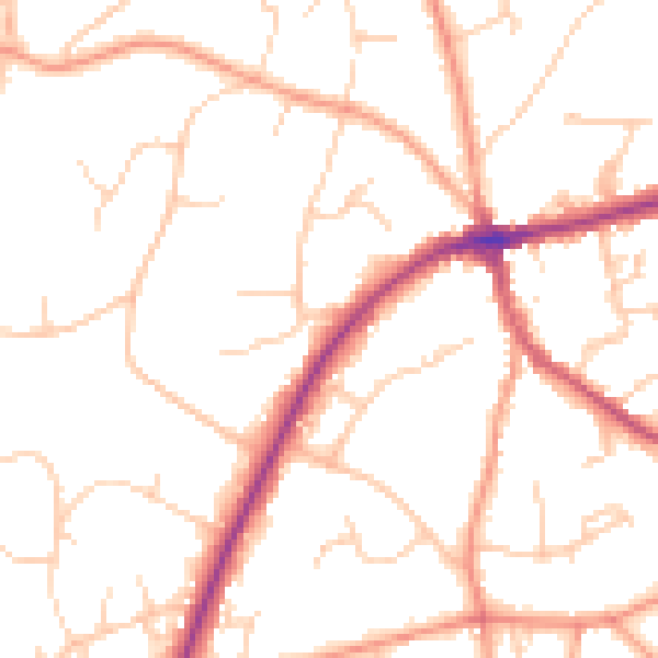 Daytime road noise heatmap for TN6 1BW