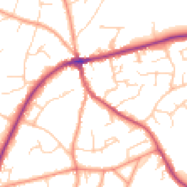 Daytime road noise heatmap for TN6 1DA