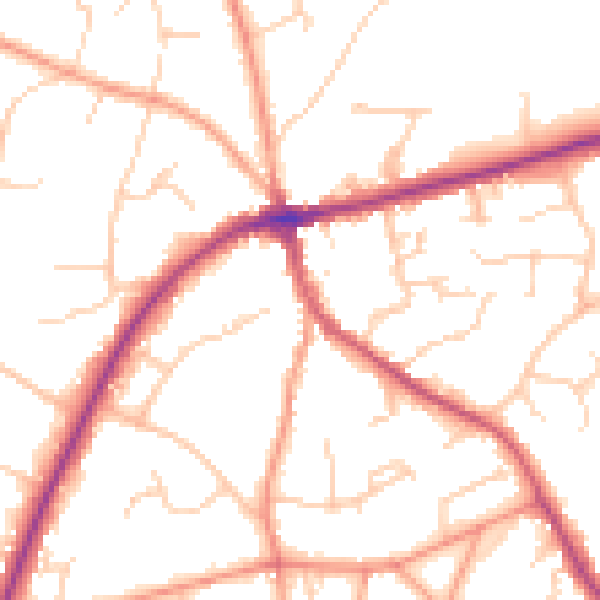 Daytime road noise heatmap for TN6 1DE