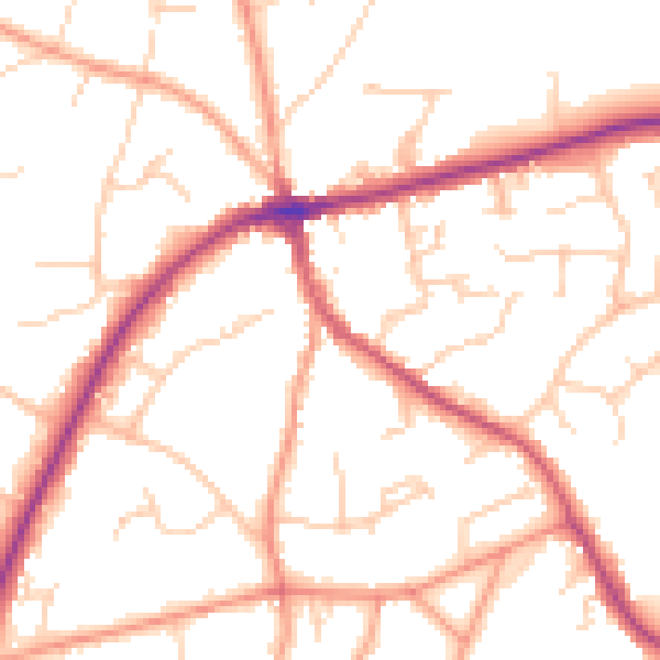 Daytime road noise heatmap for TN6 1DF