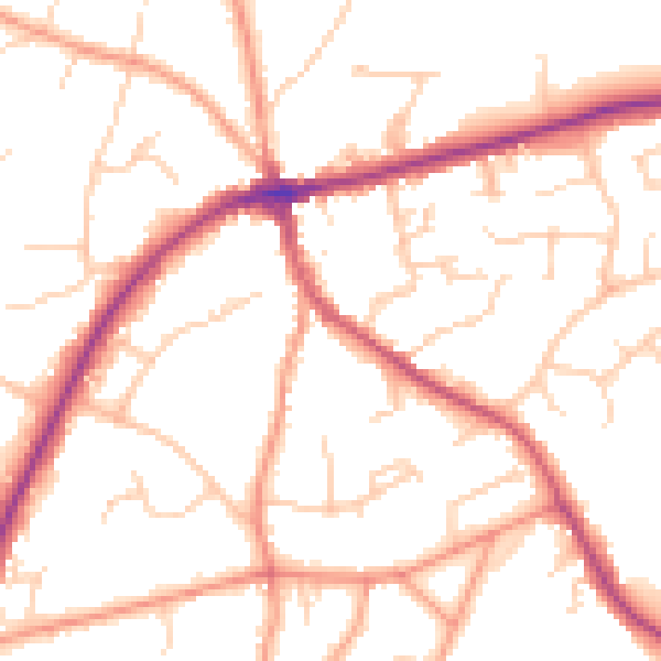 Daytime road noise heatmap for TN6 1DG