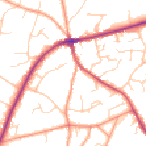 Daytime road noise heatmap for TN6 1DL