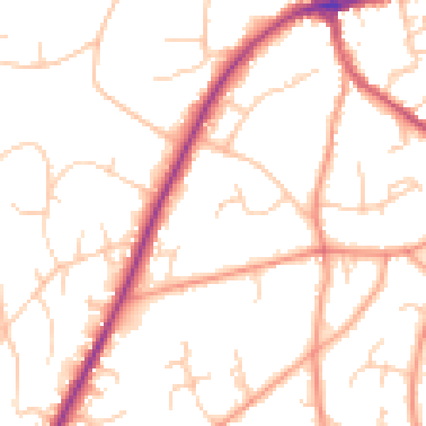 Daytime road noise heatmap for TN6 1DQ