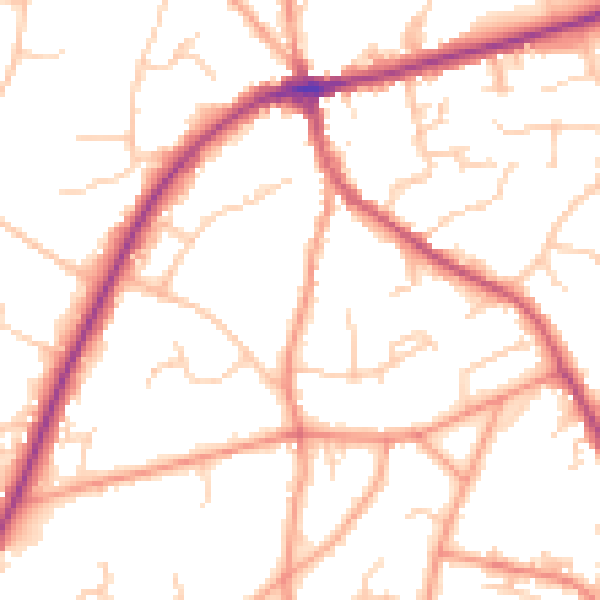 Daytime road noise heatmap for TN6 1DR