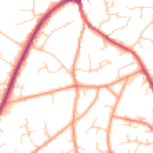 Daytime road noise heatmap for TN6 1DS