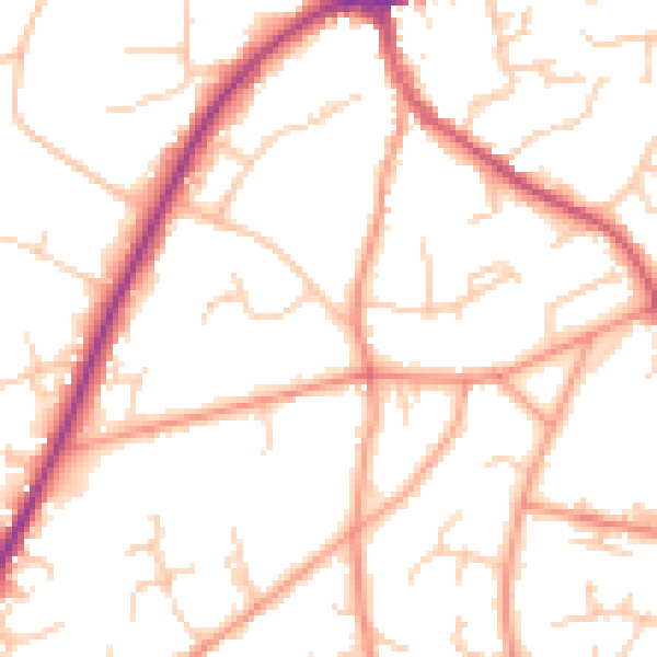 Daytime road noise heatmap for TN6 1DT