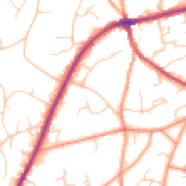 Daytime road noise heatmap for TN6 1DU