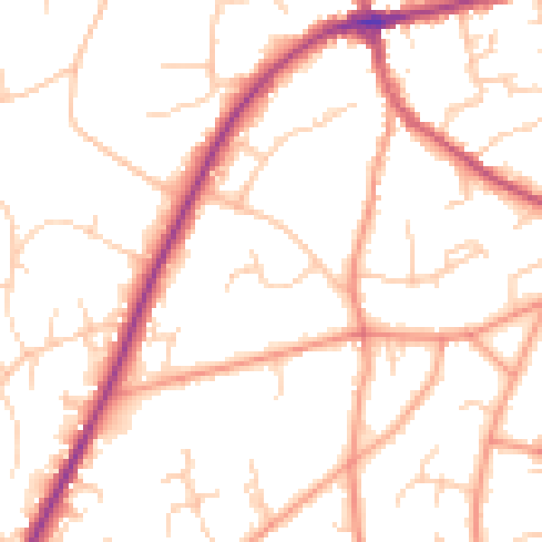 Daytime road noise heatmap for TN6 1DX