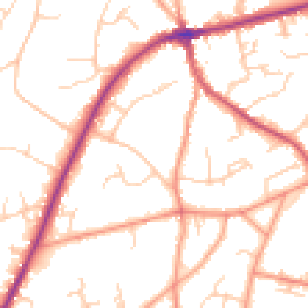 Daytime road noise heatmap for TN6 1DY