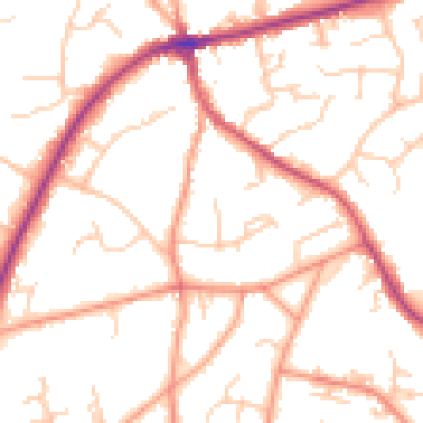Daytime road noise heatmap for TN6 1EB