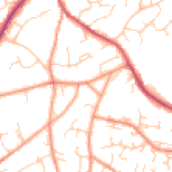 Daytime road noise heatmap for TN6 1EF