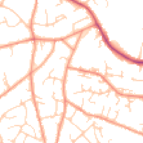 Daytime road noise heatmap for TN6 1EH