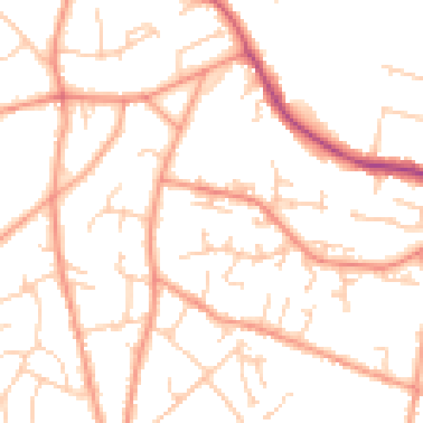 Daytime road noise heatmap for TN6 1EN