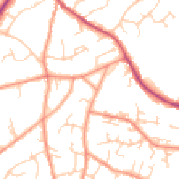 Daytime road noise heatmap for TN6 1EP