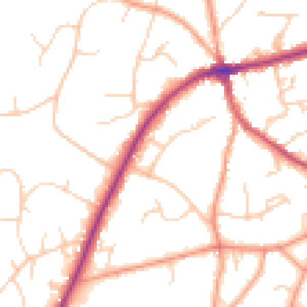 Daytime road noise heatmap for TN6 1FN