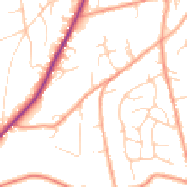 Daytime road noise heatmap for TN6 1HL