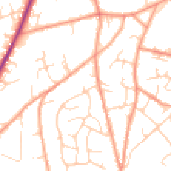 Daytime road noise heatmap for TN6 1LF