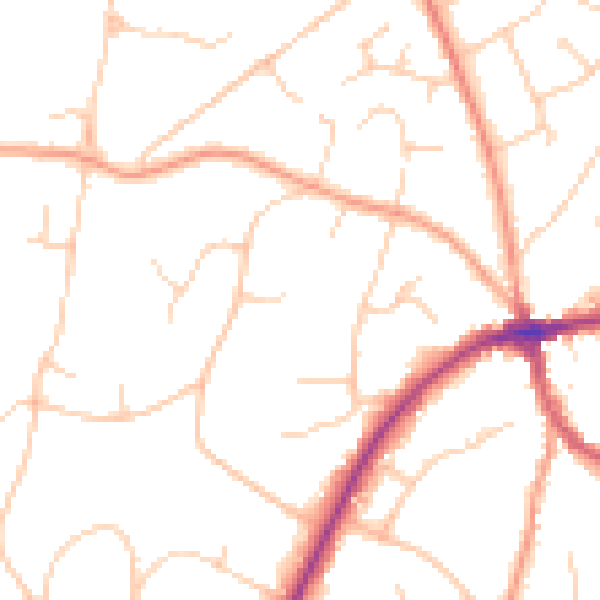 Daytime road noise heatmap for TN6 1RL