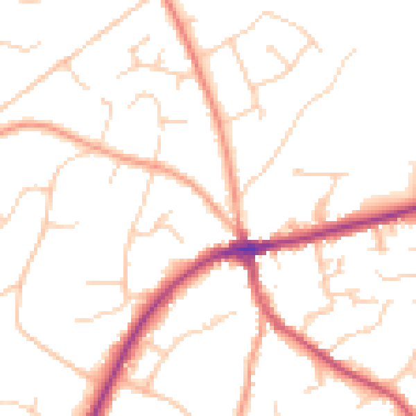 Daytime road noise heatmap for TN6 1RW