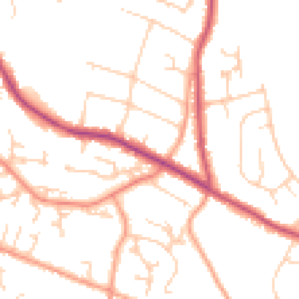 Daytime road noise heatmap for TN6 2DB