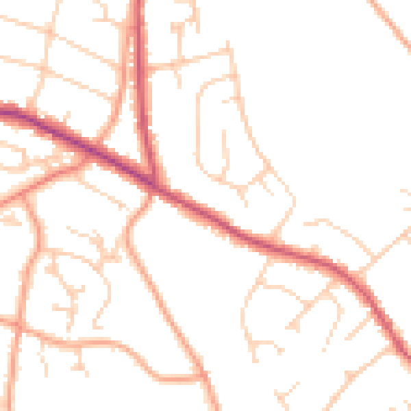 Daytime road noise heatmap for TN6 2EA