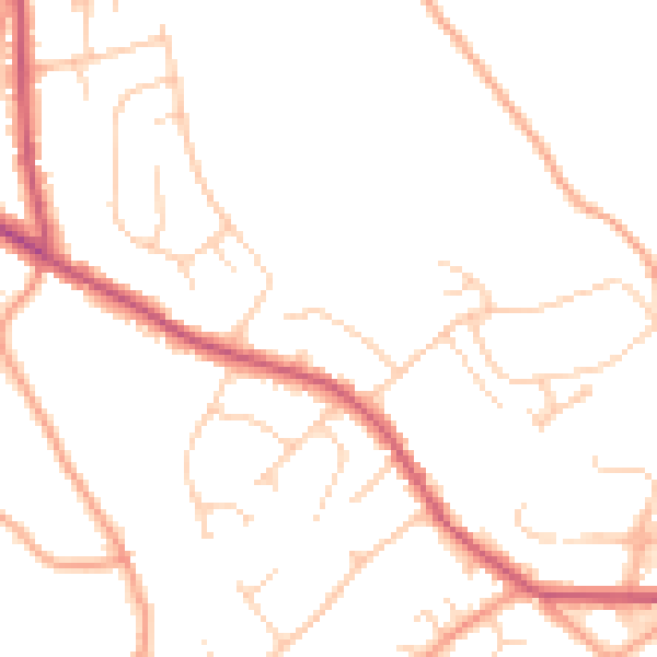 Daytime road noise heatmap for TN6 2EJ