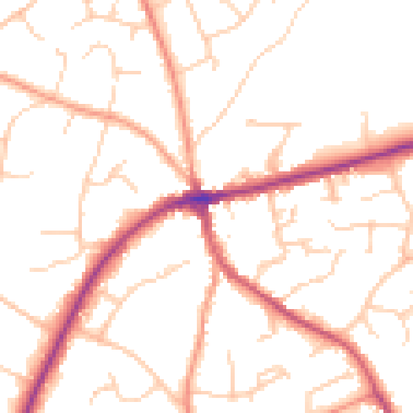 Daytime road noise heatmap for TN6 2FX