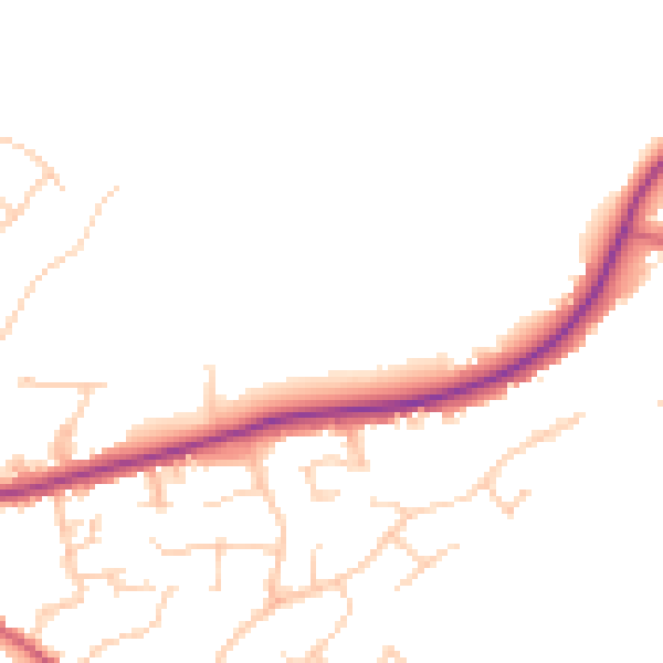Daytime road noise heatmap for TN6 2GN