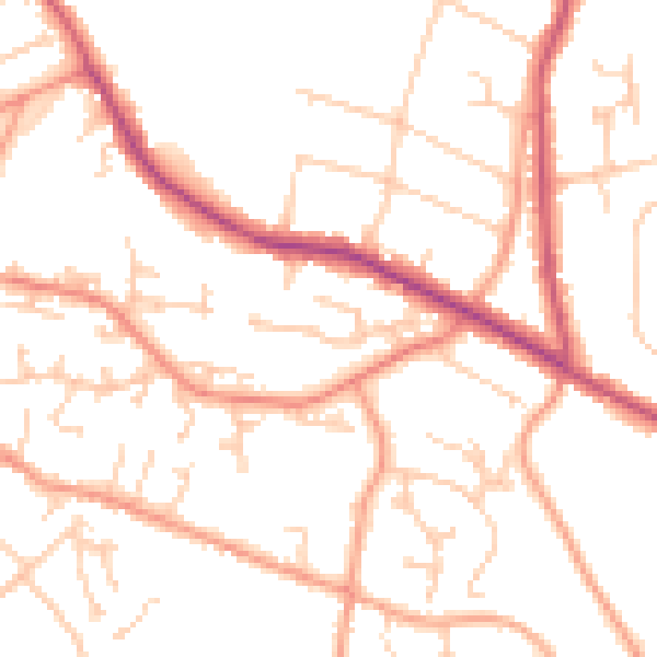 Daytime road noise heatmap for TN6 2NY