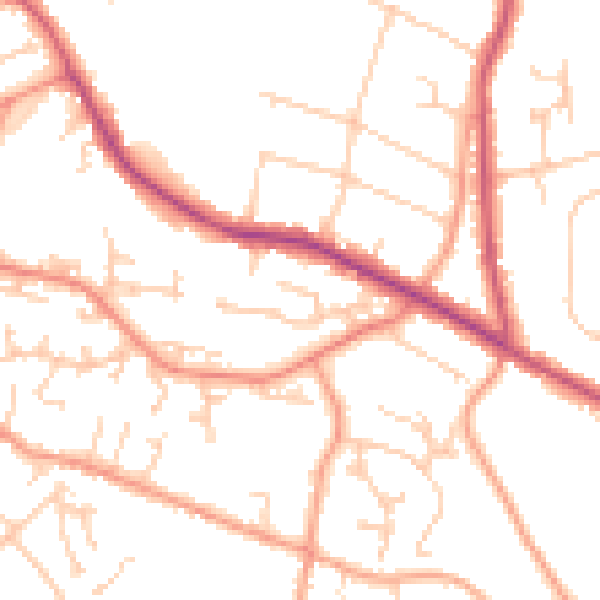 Daytime road noise heatmap for TN6 2NZ