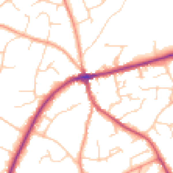 Daytime road noise heatmap for TN6 2QB