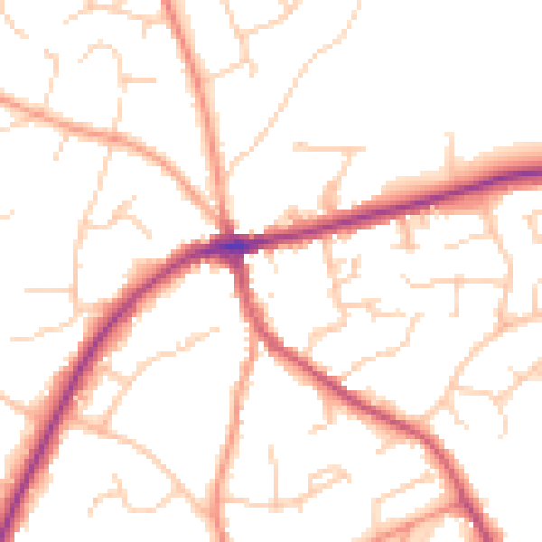 Daytime road noise heatmap for TN6 2QE
