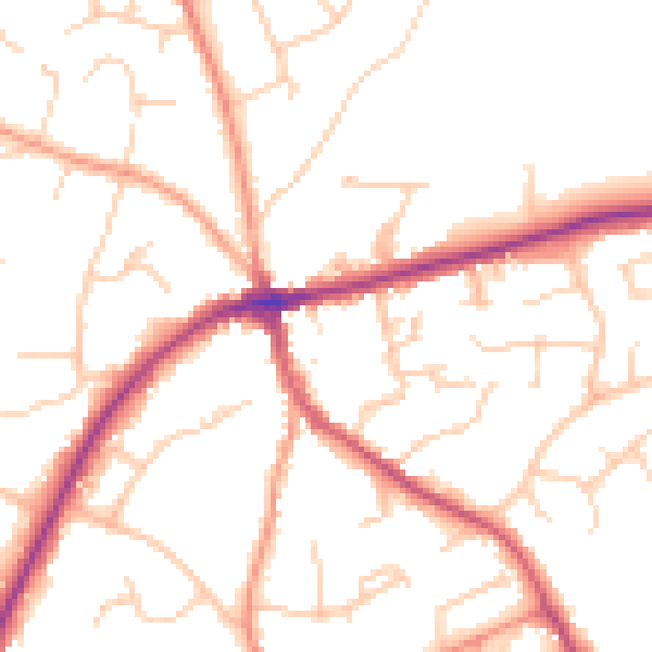 Daytime road noise heatmap for TN6 2QH