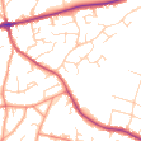 Daytime road noise heatmap for TN6 2RF