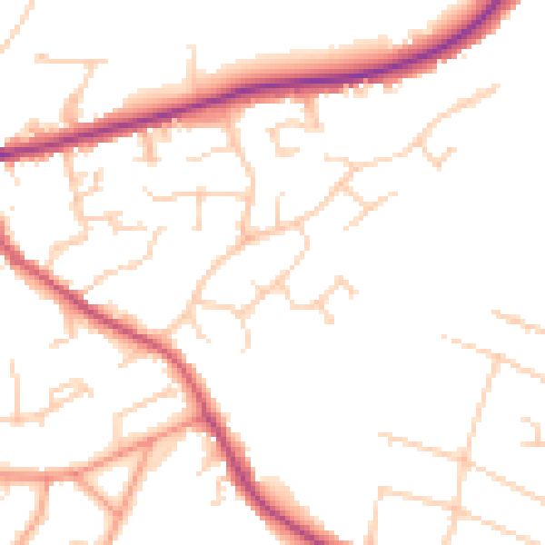 Daytime road noise heatmap for TN6 2RX
