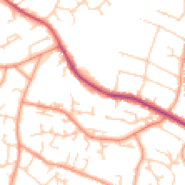 Daytime road noise heatmap for TN6 2SE