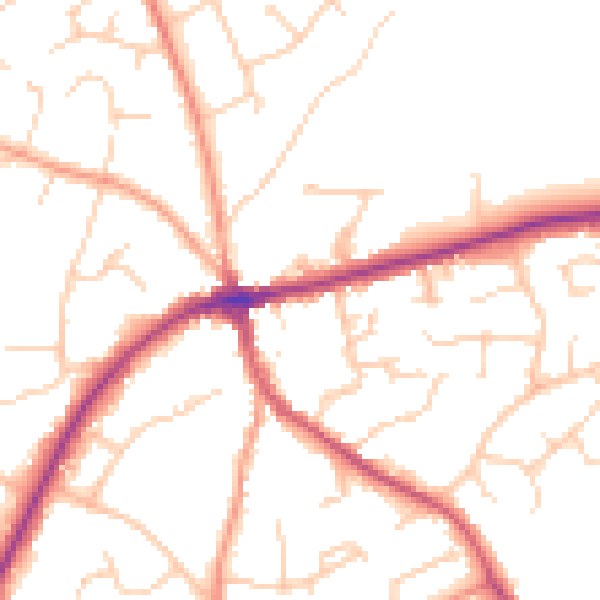 Daytime road noise heatmap for TN6 2SL