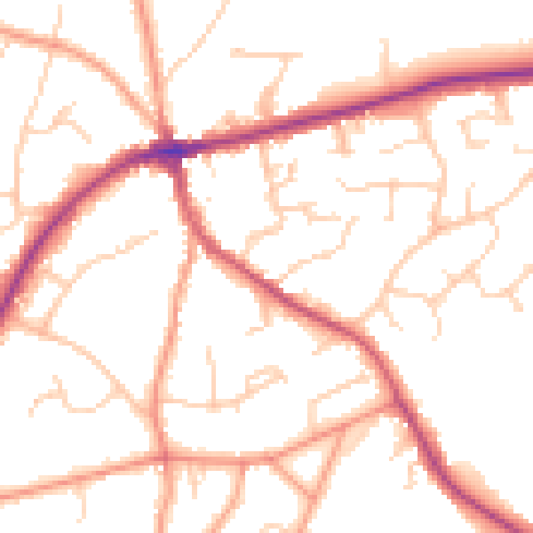 Daytime road noise heatmap for TN6 2SQ