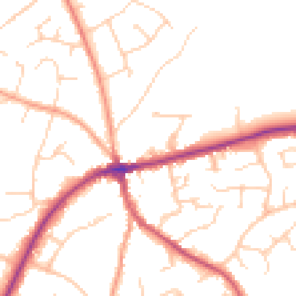 Daytime road noise heatmap for TN6 2TY