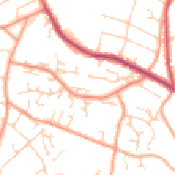 Daytime road noise heatmap for TN6 2YE