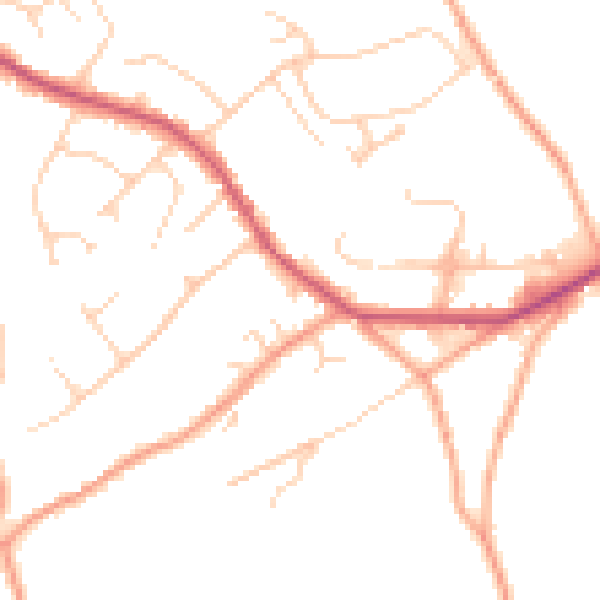 Daytime road noise heatmap for TN6 3BW