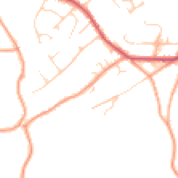 Daytime road noise heatmap for TN6 3EW
