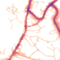 Daytime road noise heatmap for TN9 1EX