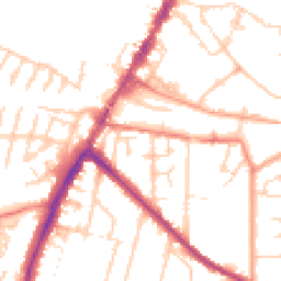 Daytime road noise heatmap for TN9 2EF