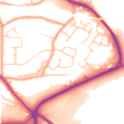 Daytime road noise heatmap for TN9 2EY