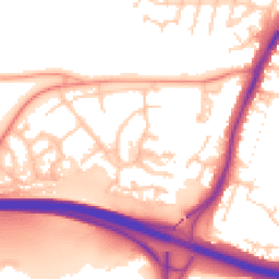 Daytime road noise heatmap for TN9 2NR