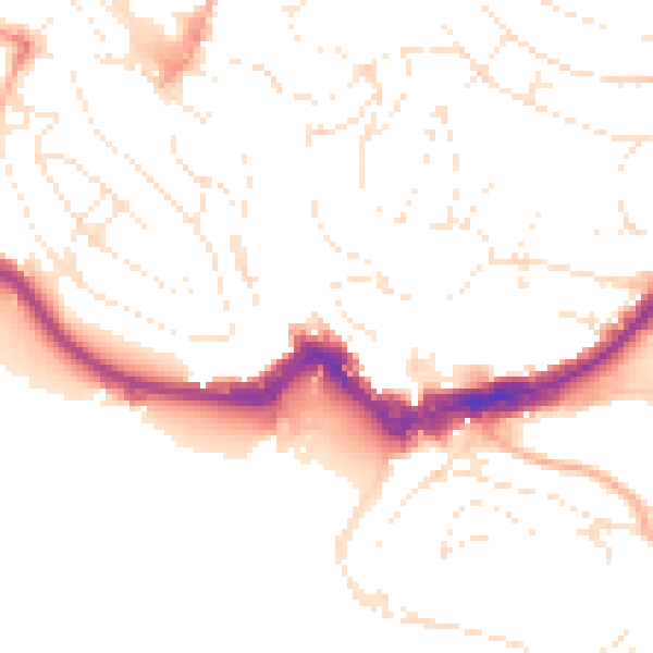 Daytime road noise heatmap for TQ1 1BX