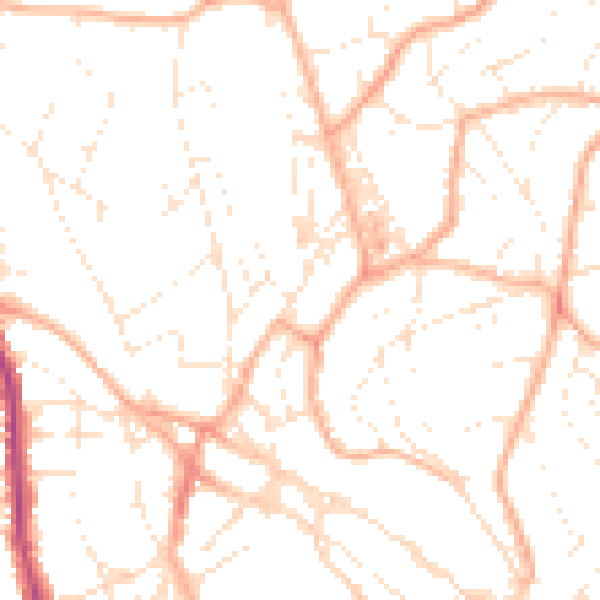Daytime road noise heatmap for TQ1 4AH