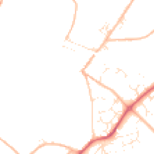 Daytime road noise heatmap for TQ10 9AA