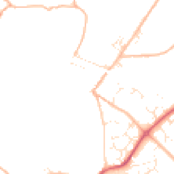 Daytime road noise heatmap for TQ10 9AD